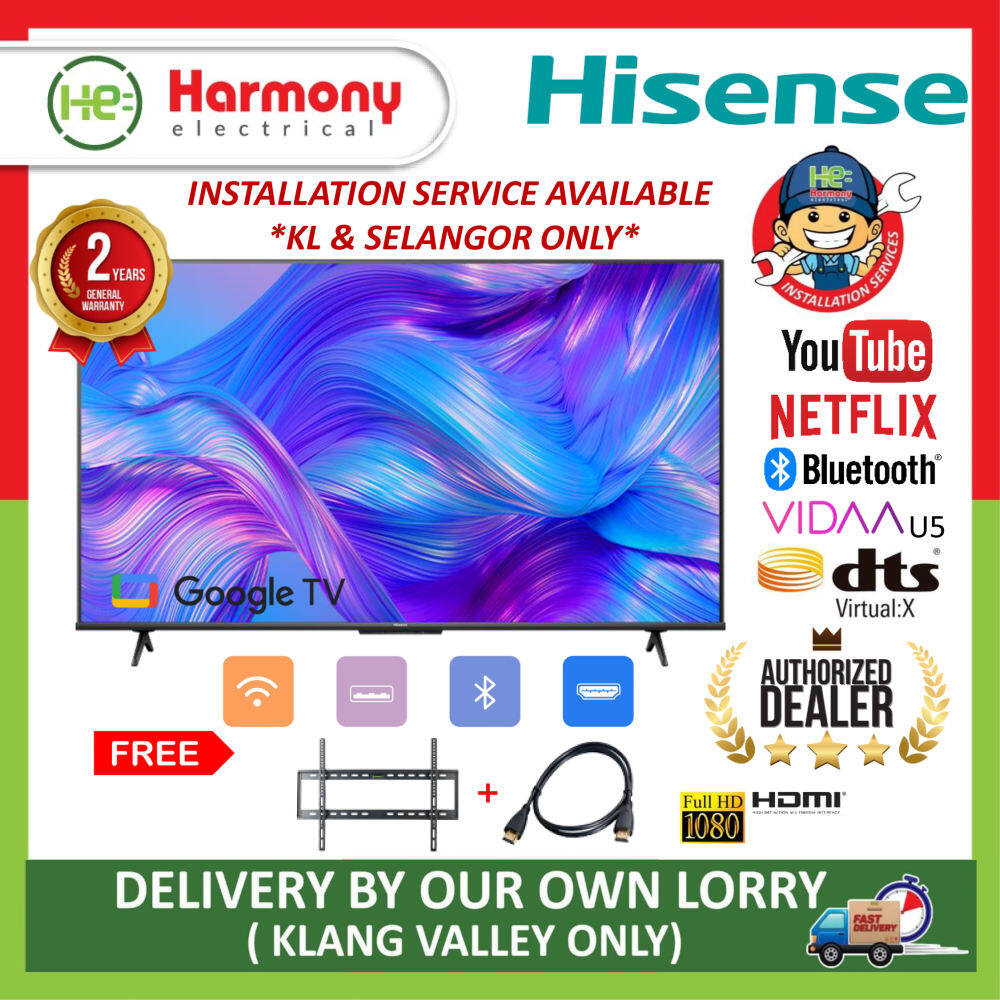 HISENSE 75A6500H 75" 4K UHD Smart Google TV + Free HDMI + Bracket (Delivered By Seller - Klang Valley Only)