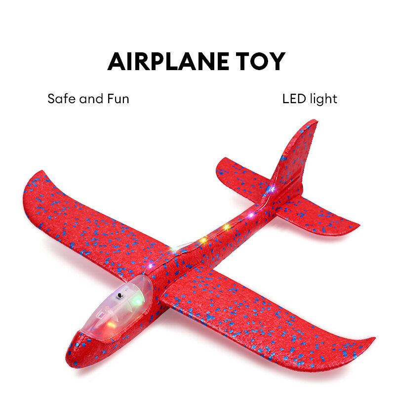 48cm LED Kids Hand Toss Airplane DIY Toy Flying Glider Foam Airplane Model Toys for Kids
