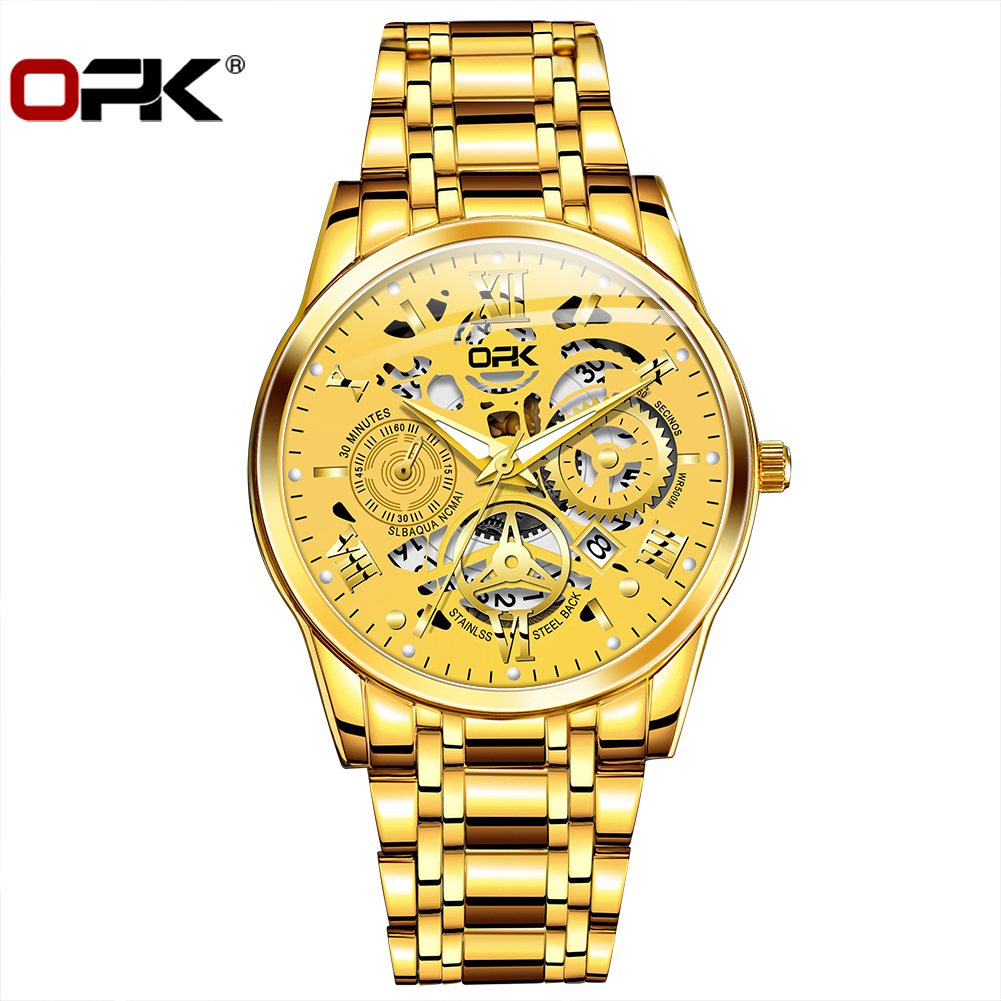 OPK Men For Watch Quartz Original New Fashion Luminous Business Watches Men's Casual Watch Waterproof Stainless Steel