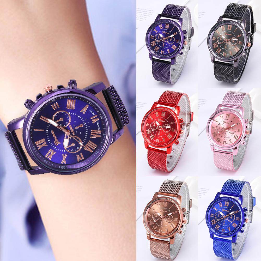 LF [Ready COD]Roman Digital Alloy Quartz Watch Men's and Women's Circular Dial