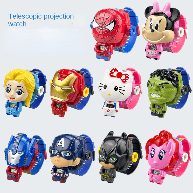 ju4021ic HOT - / disney mickey mouse kids watch Children's 3D Cartoon Projection LED Watch Extendable Electronic Digital Toy Watch frozen Spiderman Minnie Hello Kitty Hulk Boy Girl Watch christmas gif