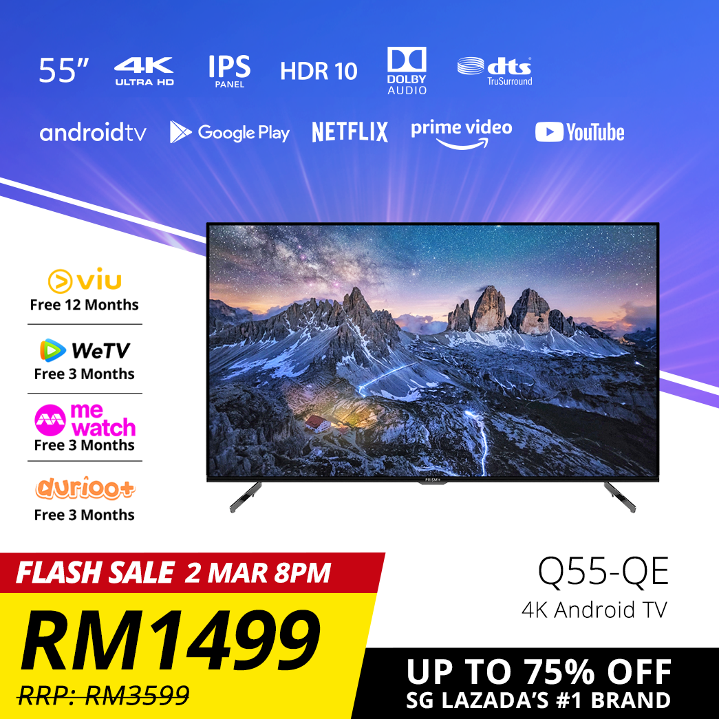 PRISM+ Q55-QE Quantum Edition 4K Android10.0 TV  55 inch Quantum Colors