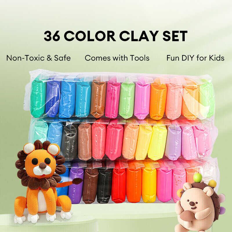 36 Colors Super Light Clay Set With Tools For Kids Non-Toxic DIY Modeling Clay Craft Handwork Air Dry Clay Set Butter Slime Squishy Toys