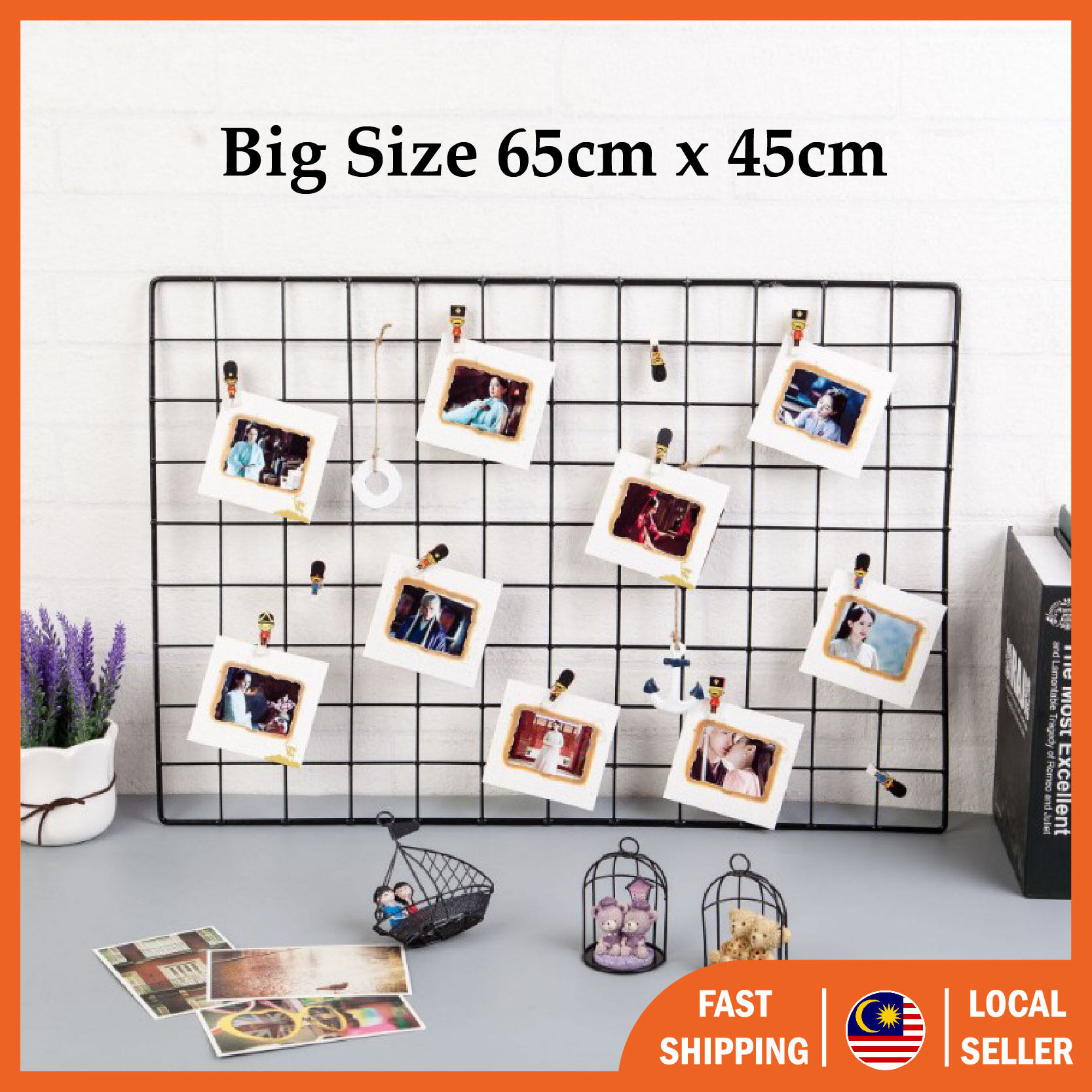 65x45cm wall iron grid for photo display 1pc / Organizer Wall Nett Hanging Home Decor DIY Storage Rack