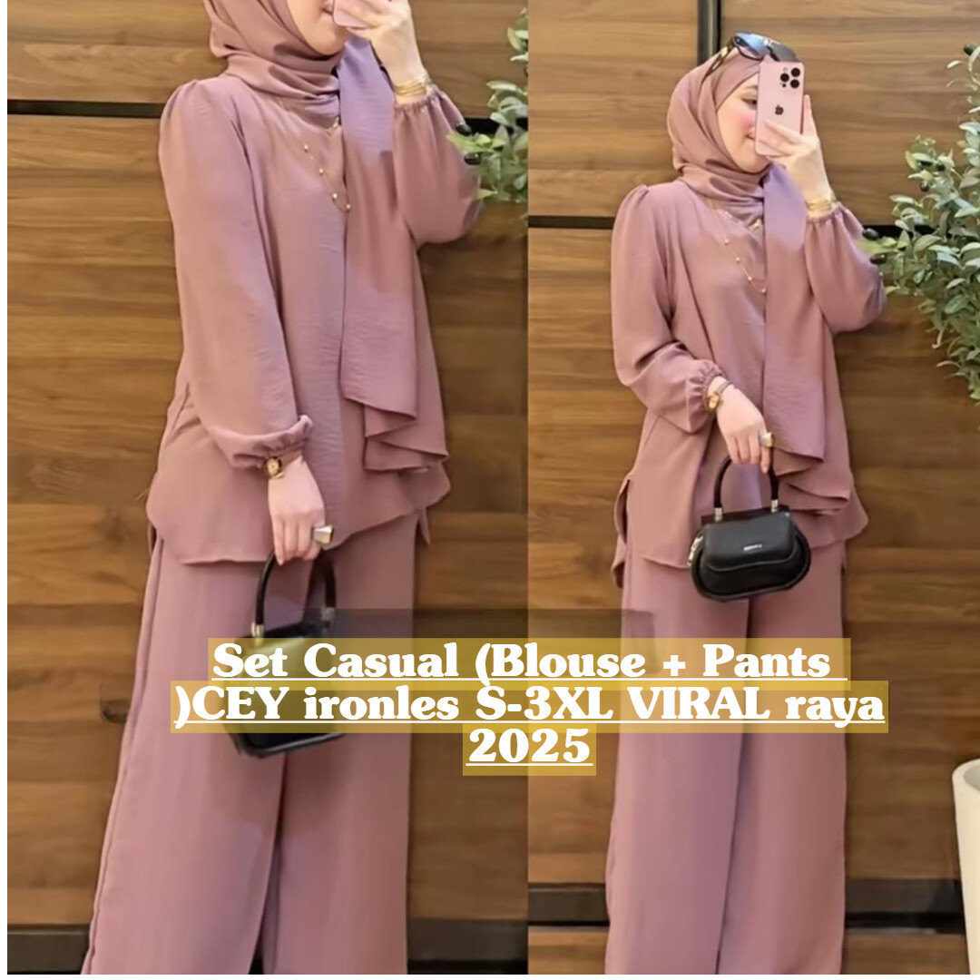 Set Muslimah Fashion Ruffled Long Sleeve with Hijab - Ready Stock in Olive/Mint/Navy/Burgundy