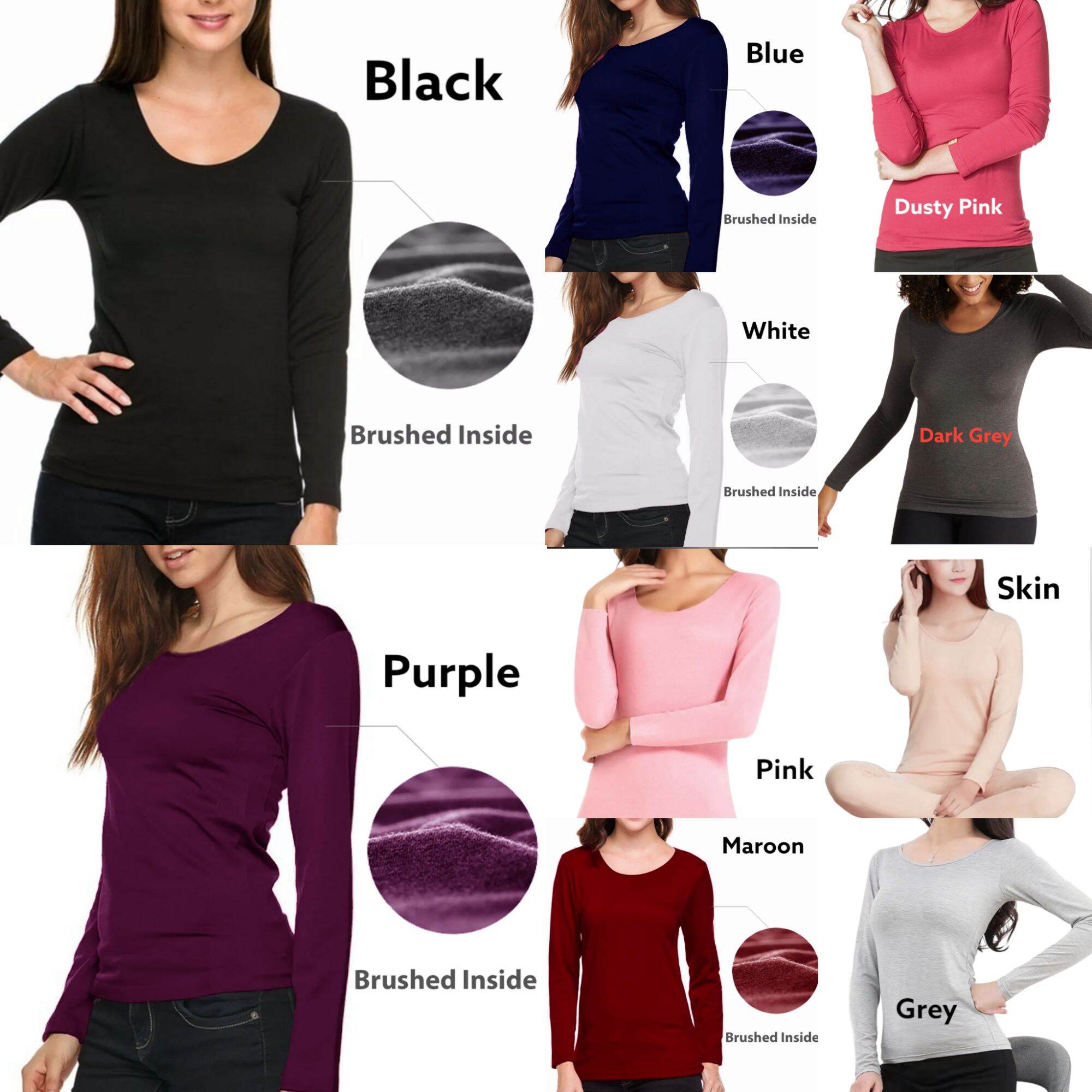 [Harga Borong] Inner baju lengan panjang inner & Leggings perempuan muslimah kain 100% cotton / Long Sleeves Muslimah Inner Shirt