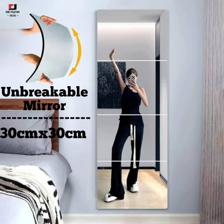 Unbreakable Mirror Sticker 30cmx30cm Self Adhesive Arcylic mirror/Cermin Sticker Hiasan