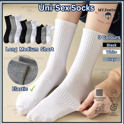 Unisex Socks Men Women Ankle Stoking Crew Sock Sport Football Bola Sepak School student stoking Lelaki Belajar 