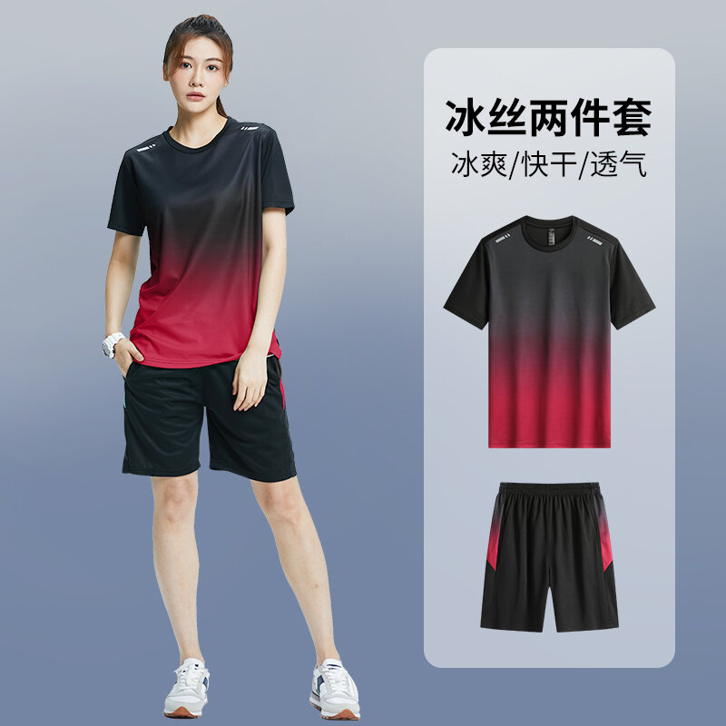 Big Sale Leak-Picking Sports Suit Women's Running Summer Quick-Drying Shorts Short Sleeve T-Shirt Fitness Yoga Thin Suit Fashion