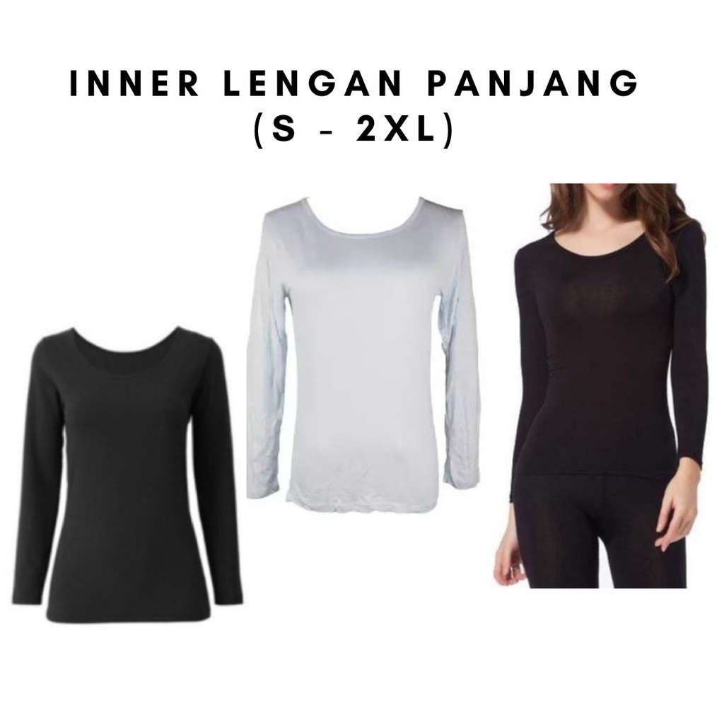 Inner baju Inner Lengan Panjang Kain Modal Women Long Sleeve kain tebal