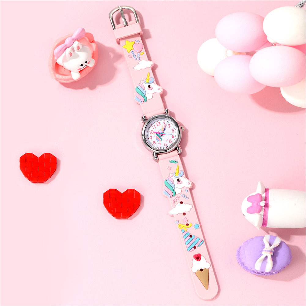 Children's Cute Unicorn Pattern Quartz Watch Colored Plastic Band Boys and Girls Watch