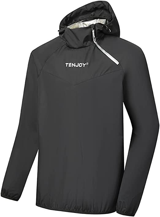 TENJOY Sauna Suit for Men Sweat Sauna Jacket Pant Weight Loss Gym Workout Exercise Fitness Sweat Suits