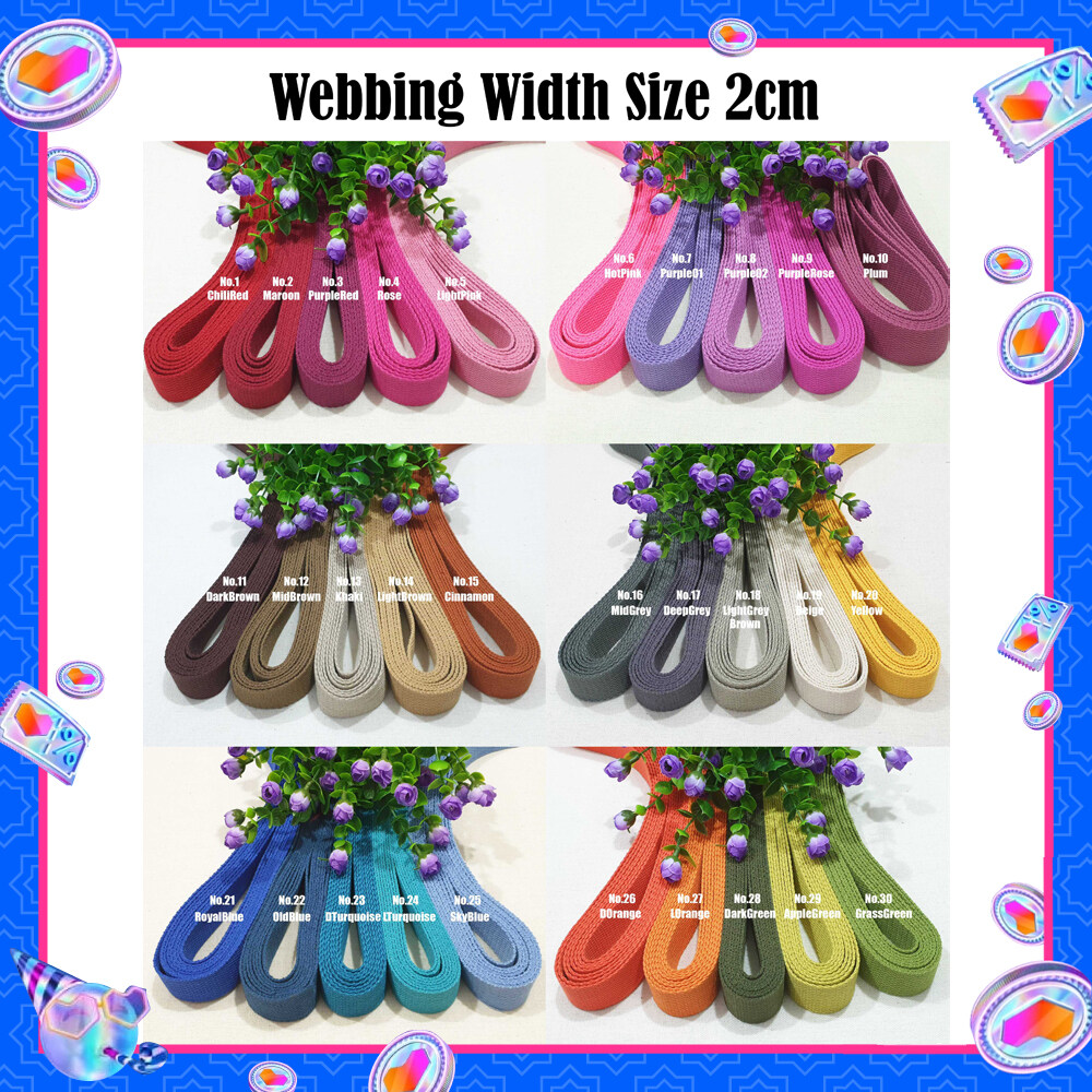 Webbing Cotton Canvas Poly Width Size 2cm Bag Strap Tali Beg