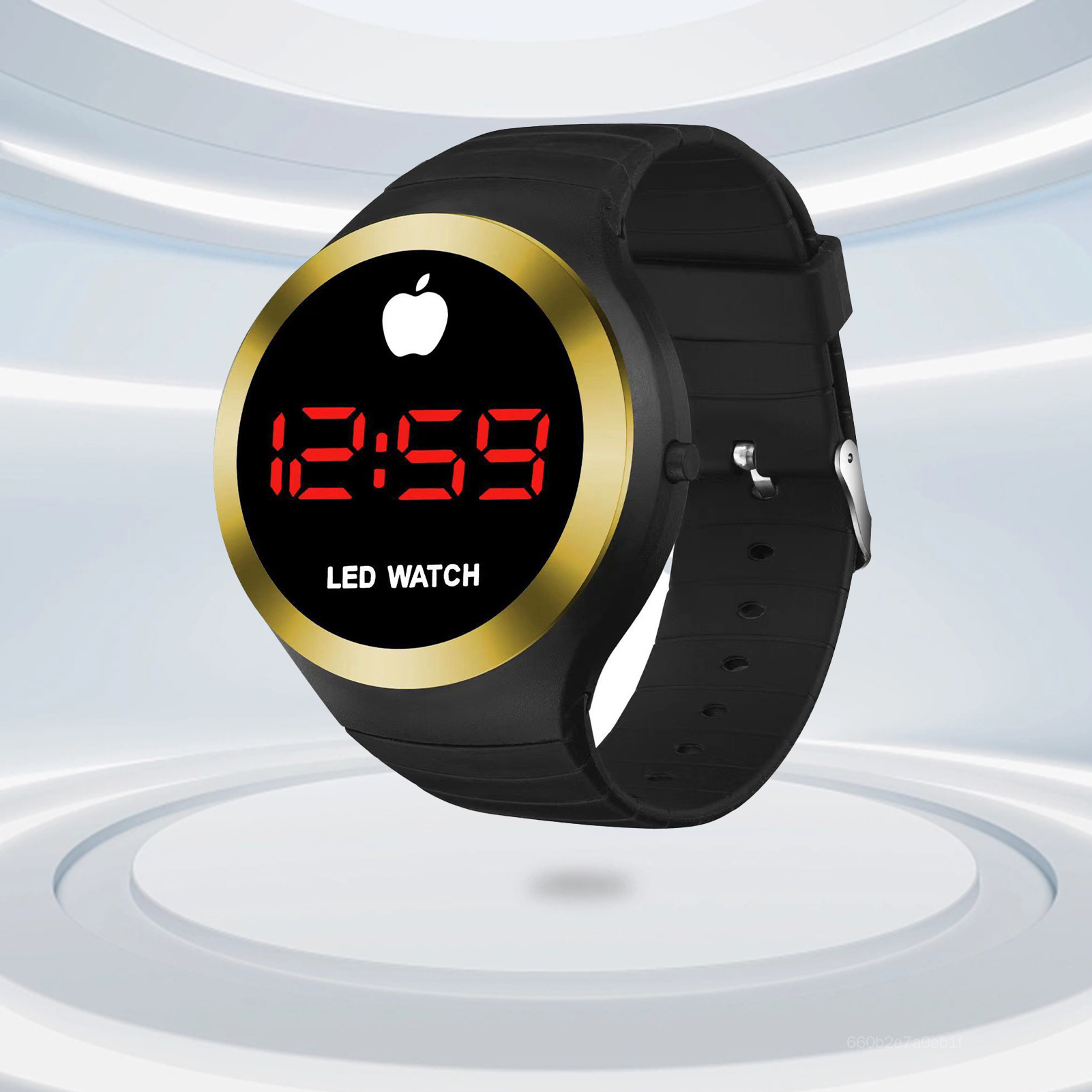 Round LED Electronic Watch with Soft Strap Watch Lightweight Digital Watch Gifts for Teen Girls Women 5LA-lcl-my