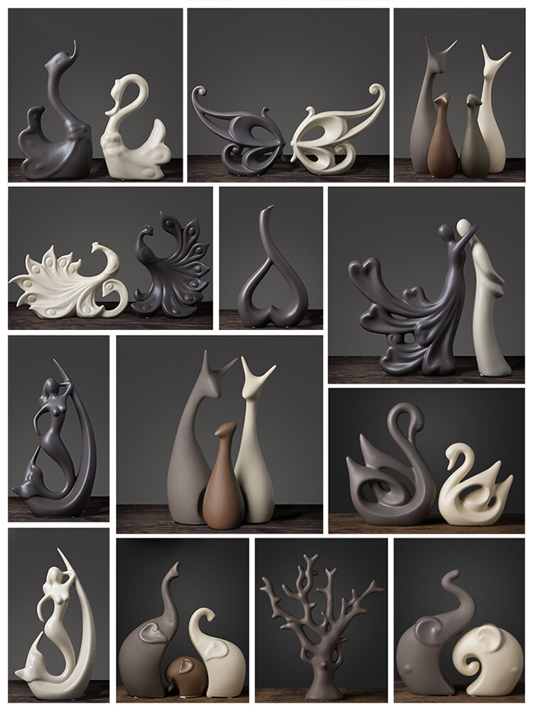 Nordic Modern Ceramic Decorative Figurines Home Decorations Living Room TV Cabinet Luxury Bookshelf Office Decorations