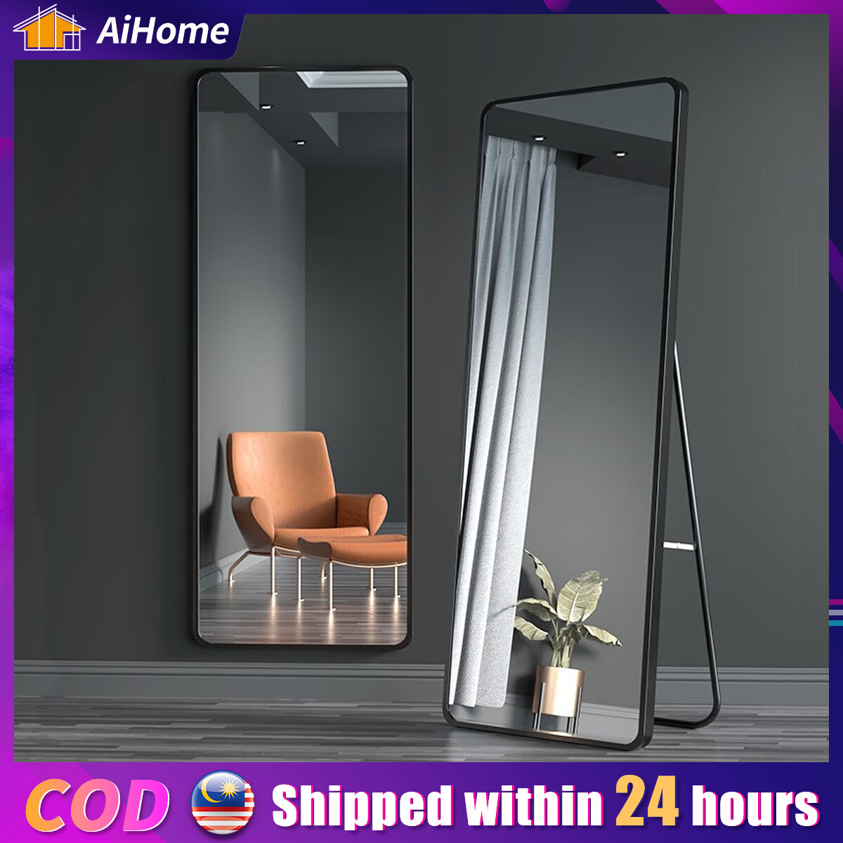 Full-length mirror fillet Cermin Standing Long Mirror Home decor Stand wall cermin dinding putih murah