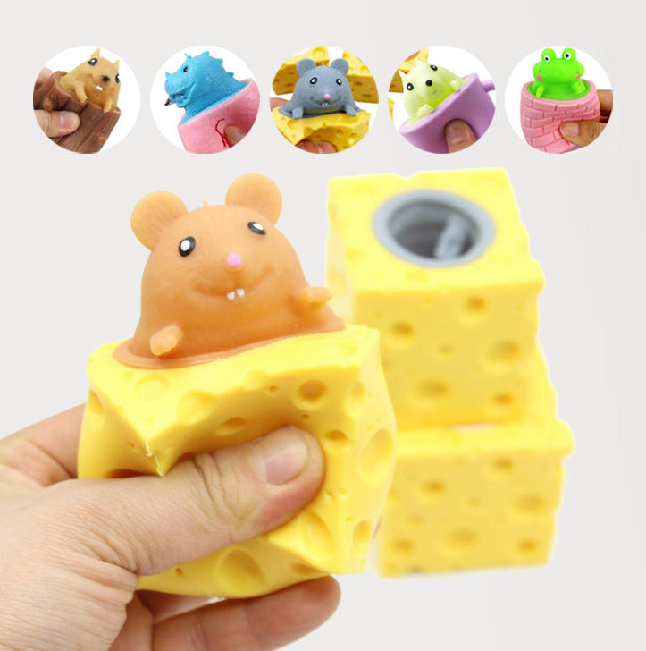 Cute Cheese Mouse Soft Toys Funny Mouse Cup Squeeze Cup Toys Stress Relief Toys for Kids Gift for Kids