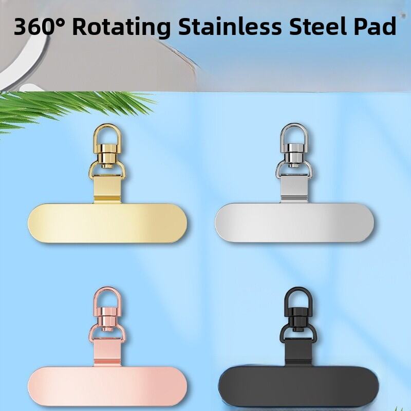 Robust Stainless Steel Mobile Phone Lanyard Fixed Card 360 Degree Rotation Solid Metal Phone Case Detachable Back Clip Anti-Lost Pendant Chain Bracelet Accessories