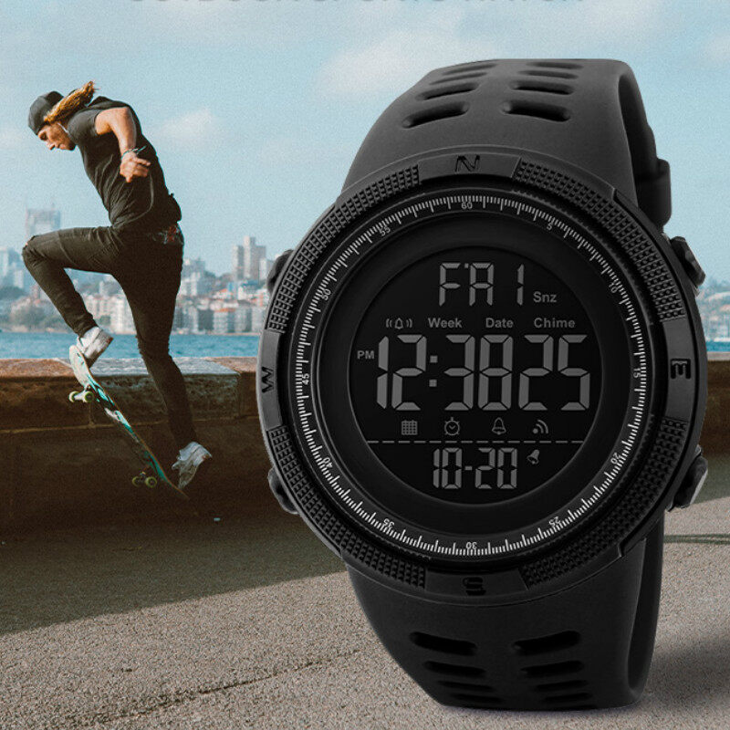 SKMEI Fitness Mens Watches Dual Time Count Down Stopwatch Sports Wrist Watch For Men Digital Waterproof jam tangan lelaki