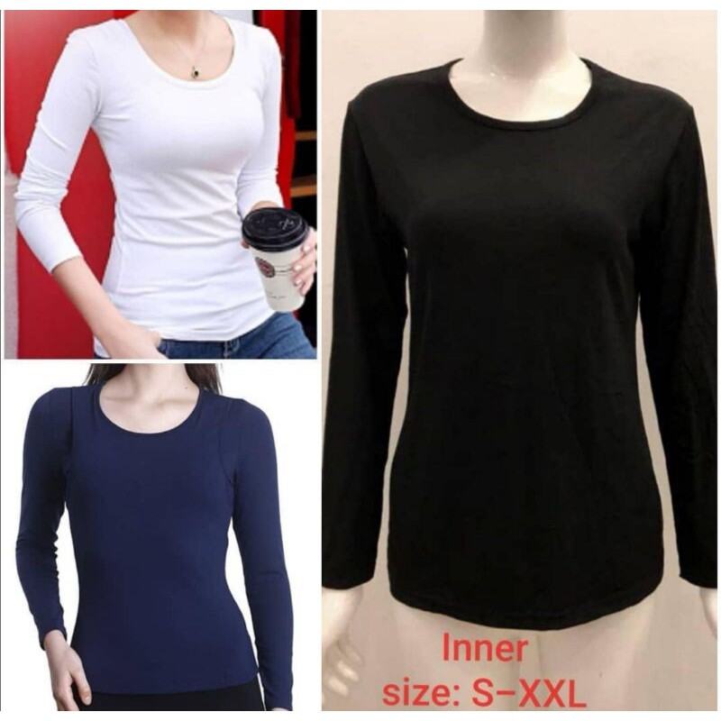 Inner baju lengan panjang inner perempuan kain lembut (S TO XXL)