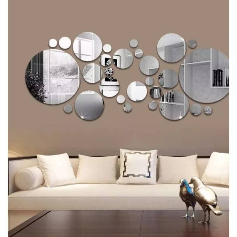 Set 14pcs Mirror Sticker Wall Decor Cermin Sticker Hiasan Dinding Ready Stock