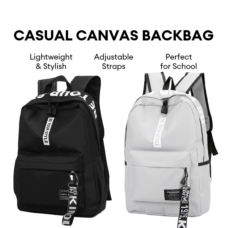 beg rangsel lelaki Canvas large capacity junior students small fresh backpack trend Korean student schoolbag