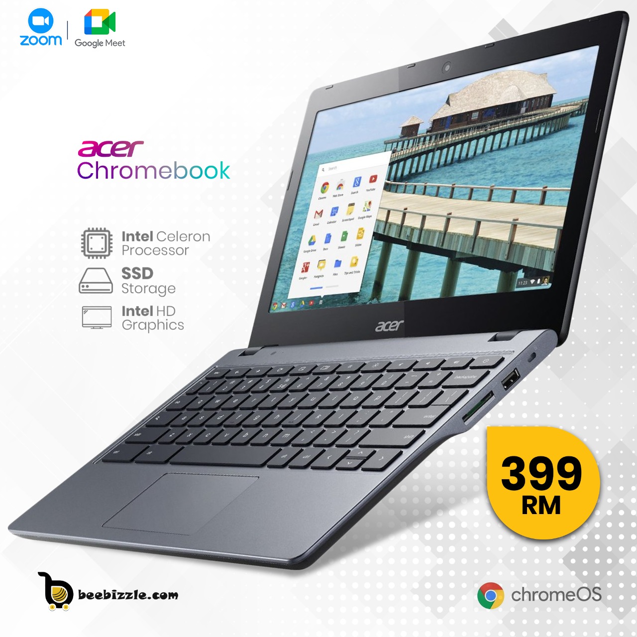 Acer Chromebook C720/C740, Intel Celeron  Processor,  SSD, 12 Inch LED Display, Wifi, HDMI ....