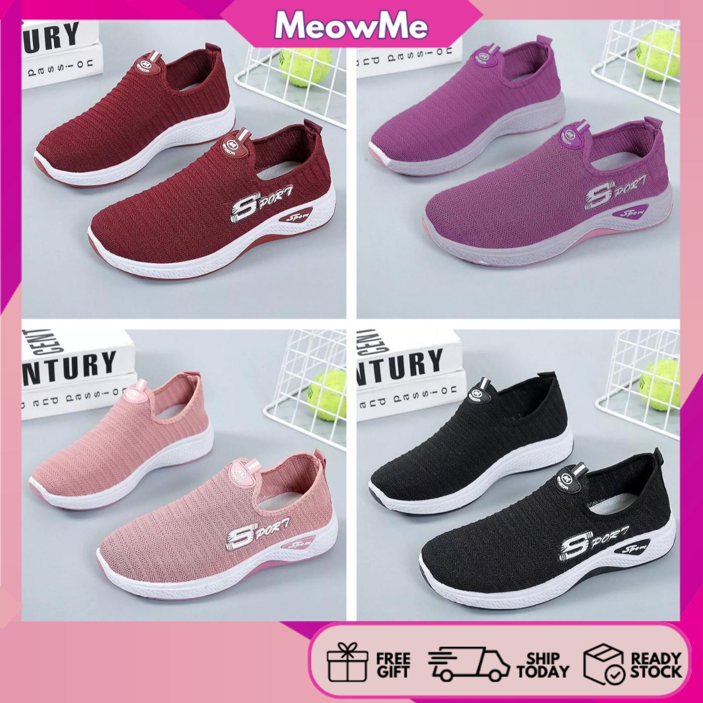 READY STOCK Meowme Womens Sport Shoes Kasut Running Lady Perempuan Sneaker KP431