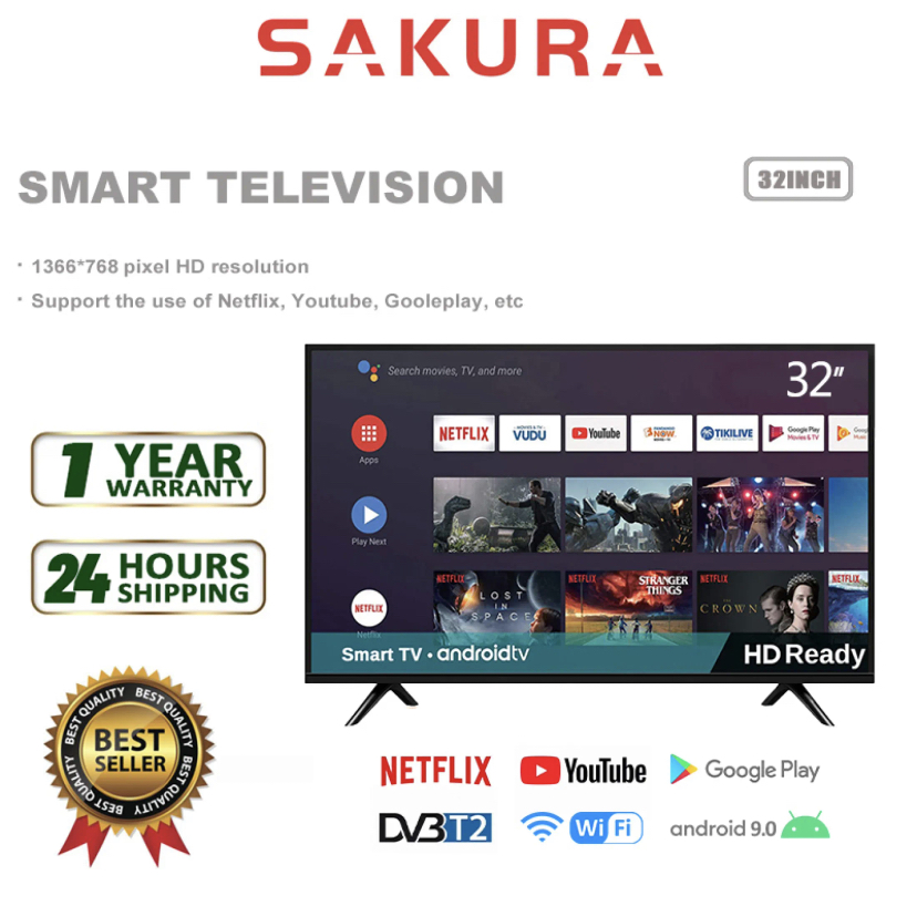 New Year Super Promo Sakur Android 9.0 Smart TV 32 Inch/tv 40
Inch LED/Wifi/YouTube/Netflix/DVB-T2 S32-SM