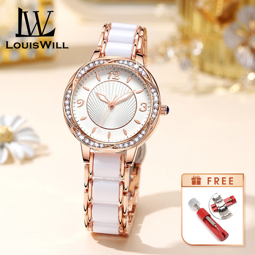 LouisWill Watch For Women Ladies Fashion Watch Retro Quartz Watch 30M Waterproof Watch Ceramics Thin Strap Watch Roman Numerals Dial Watches Luxury Design Watch Wristwatch Night Luminous Pointers Ladi