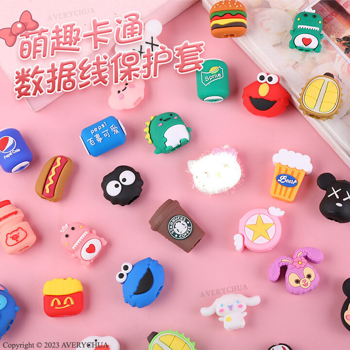 Data Cable Protection Case  Sarung Pelindung Kabel Pelindung Kabel Gigit Kartun PVC Charger Wrap Protector Winder Cute Cartoon