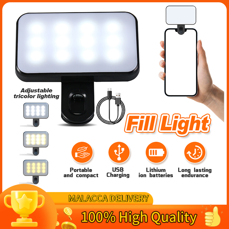 LED Clip Selfie Light Universal Clip-on 3 Modes Phone Selfie Light Adjustable Mini Rechargeable Live Stream Video Lamp