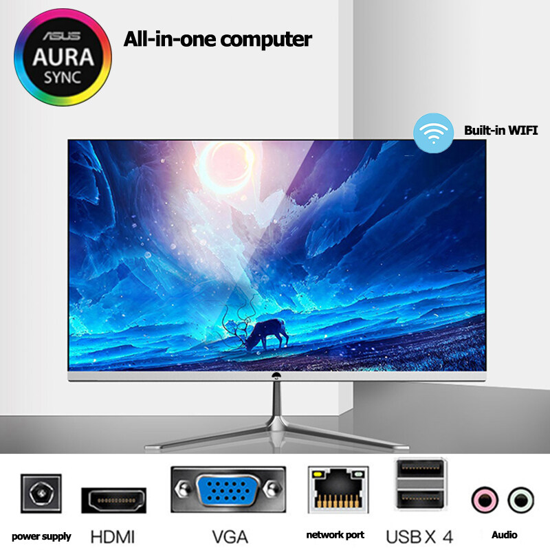 Intel Core i7 24-inch all-in-one PC computer desktop PC 16GB RAM 512GB SSD free wireless mouse and keyboard all in one computer send ASUS wireless mouse Install genuine Windows 10 system and Microsoft